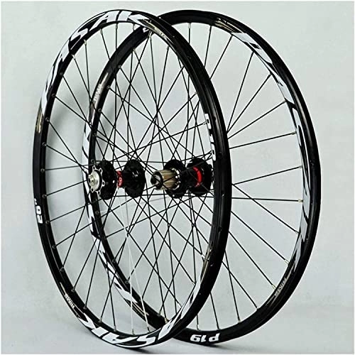 Mountain Bike Wheel : UPVPTK 26 / 27.5 / 29" Bicycle Wheel Set, 32H Aluminum Alloy Mtb Front Rear Wheel Double Wall Quick Release Disc Brake 7 / 8 / 9 / 10 / 11Speed Wheel (Color : Black yellow, Size : 26INCH)