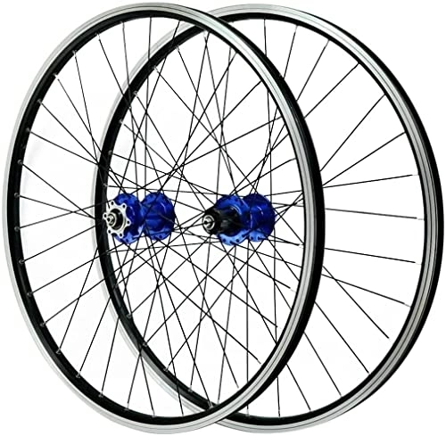 Mountain Bike Wheel : UPVPTK 26 / 27.5 / 29in Bike Wheelset, Double Walled Alloy Rim MTB Bike Quick Release 32 Holes V Brake / Disc Brake QR 7 8 9 10 11 Speed Cassette Wheel (Color : Blue, Size : 27.5inch)