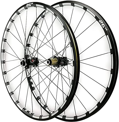 Mountain Bike Wheel : UPVPTK 26 / 27.5in Mtb Front Rear Wheel, Thru axle Mountain Bike Wheel Set 24 Holes Disc Brake Three Sides CNC 7 / 8 / 9 / 10 / 11 / 12 Speed Wheel (Color : Black hub, Size : 26INCH)