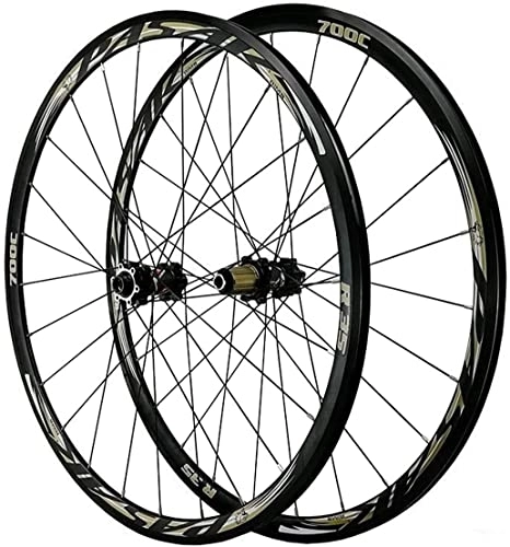 Mountain Bike Wheel : UPVPTK 700C Road Mountain Bike Wheel Set, Double Wall Disc Brake V / C Brake Front Rear Wheel 7 8 9 10 11 12 Speed Flywheels Wheel (Color : Black, Size : Thru axle)