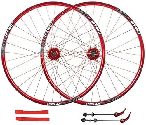 Mountain Bike Wheel : UPVPTK Cycling Wheels 26 Inch, MTB Double Wall 32H QR Rims Bike Wheel Set Disc Brake for 1.35-2.35 Tires 7-10 Speed Cassette Hub Wheel (Color : Red)