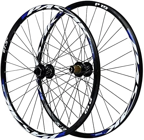 Mountain Bike Wheel : UPVPTK Mountain Bicycle Wheelset 26 / 27.5 / 29In, Barrel Shaft Bike Wheel Front Rear Quick Release Disc Brake Double Wall MTB Rim 7-11 Speed Wheel (Color : Blue, Size : 27.5INCH)