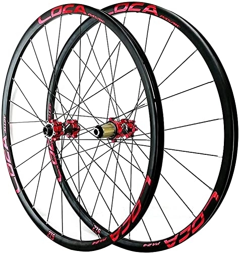 Mountain Bike Wheel : UPVPTK MTB Bicycle Wheelset 26 / 27.5 / 29In, 24H Barrel Shaft Ultralight Aluminum Alloy MTB Rim Sealed Bearing 8 9 10 11 12 Speed Disc Brake Wheel (Color : Red-2, Size : 29INCH)