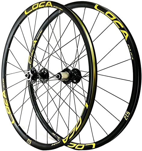 Mountain Bike Wheel : UPVPTK MTB Wheelset 26 / 27.5 / 29", 4 Sealed Bearing Disc Brake 120Ring Cassette Flying Double-layer Aluminum Alloy Rim 7 / 8 / 9 / 10 / 11 / 12 Speed Wheel (Color : Black yellow, Size : 29INCH)