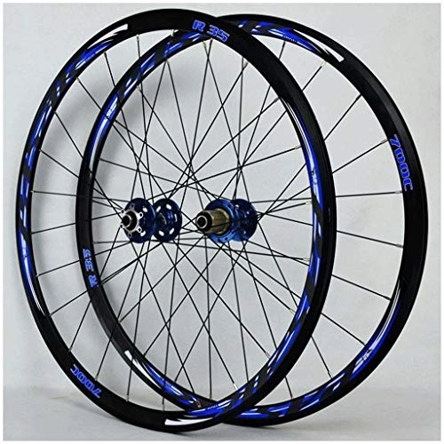 Mountain Bike Wheel : VBCGGGG Bicycle Wheelset 700C Mtb Road Bike Front & Rear Wheel 29" Disc / Rim Brake 7-11speed Cassette Flywheel Sealed Bearing Hubs 6 Pawls QR 1700g Freewheel (Color : B-BLUE, Size : 700C)