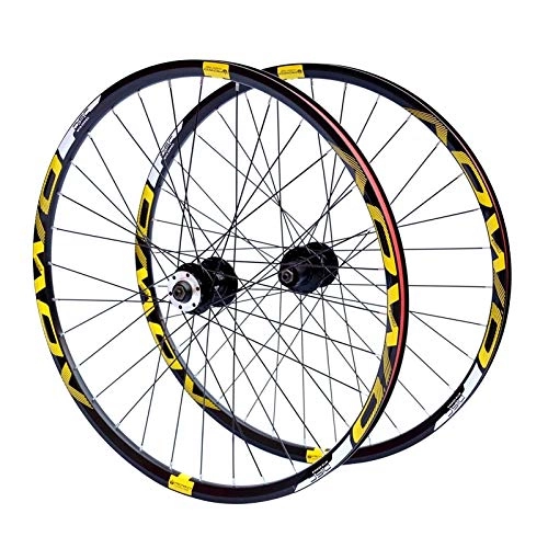 Mountain Bike Wheel : VBCGGGG MTB Bike Wheels 26 27.5 29 Inch Cycling Wheel 32 Spokes Quick Release Bicycle Wheel Dõụblë Wall Rims Disc Brake For 8 9 10 Speed Cassette Flywheel Freewheel (Color : GOLD, Size : 29IN)
