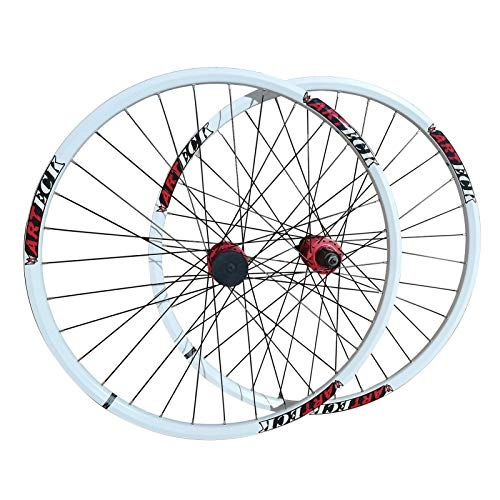 Mountain Bike Wheel : VBCGGGG Mtb Bike Wheelset 26 Inch Disc Brake Bicycle Wheels Dõụblë Layer Alloy Rim Quick Release Hubs For 7-11 Speed Cassette Freewheel (Color : WHITE, Size : 26")