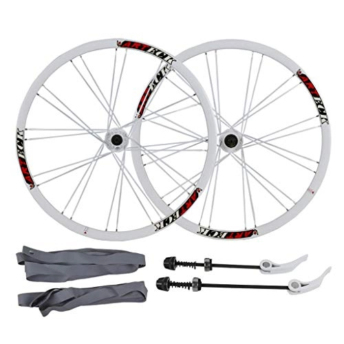 Mountain Bike Wheel : VHHV Mountain Bike Wheel Set 26, MTB Front Rear Wheel 26 Inch, 24H Double Wall Rim for 7 8 9 10 Speed (Color : White)