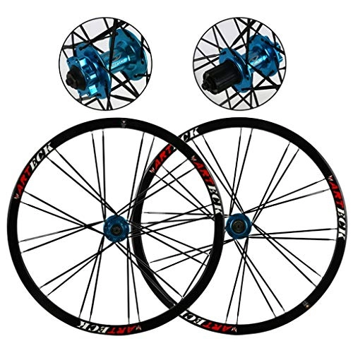 Mountain Bike Wheel : VHHV MTB Bike Wheel Set 26 Inch, 7 8 9 10 Speed 24H Disc Mountain Bicycle Double Wall Rim Quick Release Hub (Color : Black)