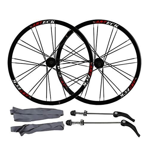 Mountain Bike Wheel : VHHV MTB Bike Wheel Set 26 Inch, 7 8 9 10 Speed 24H Double Wall Rim for Mountain Bike, Road Cycling, City Bikes and Fixed-gear Bicycle (Color : Red Hub)