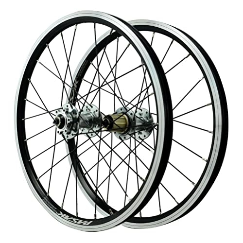 Mountain Bike Wheel : vivianan 20 Inch Mountain Bike Wheelset 406 BMX Bicycle Wheels Six Nail Disc Brake / V Brake Quick Release Hub 7 8 9 10 11 12 Speed Cassette MTB Rim 24holes 1400g (Color : Silver)