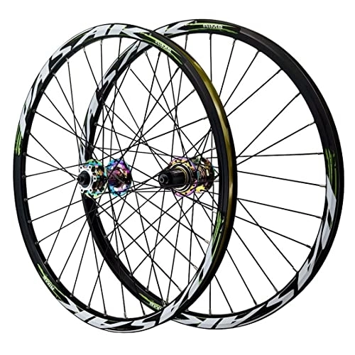 Mountain Bike Wheel : vivianan 24 Inch Mountain Bike Wheelset Disc Brake Bicycle Wheel Aluminum Alloy Front Two Rear Four Bearings 8 9 10 11 12 Speed Quick Release Rim (Color : Colorful)