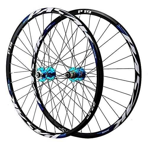 Mountain Bike Wheel : vivianan Bike Wheelset 26 27.5 29 Inch, Disc Brake Quick Release Mountain Bicycle Wheelset, Aluminum Alloy Rim 32H Front Rear Wheels Fit 7 8 9 10 11 Speed Cassette (Color : Blue hub, Size : 26inch)