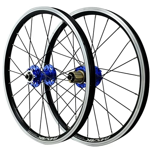 Mountain Bike Wheel : vivianan Mountain Bike MTB Wheelset 20 Inch Alloy Disc Brake V Brake Sealed Bearing Bicycle Wheel 7 8 9 10 11 12 Speed Six Claws 24holes Quick Release (Color : Blue)