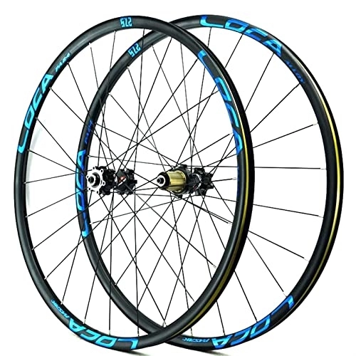 Mountain Bike Wheel : vivianan Mountain Bike Quick Release Wheelset, 26 / 27.5 / 29 Inch 700c Bicycle Wheelset Straight Pull 4 Pelin Disc Brake Wheels Six Claws 8 9 10 11 12 Speed (Color : Black hub blue label, Size : 29inch)