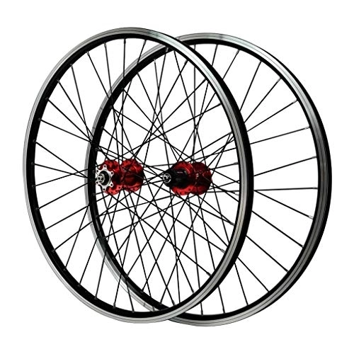 Mountain Bike Wheel : VPPV MTB Bicycle Wheelset 26 Inch Double Layer Alloy Rim Mountain Bike Wheel Sealed Bearing 7-11 Speed Cassette Hub (Color : Red)