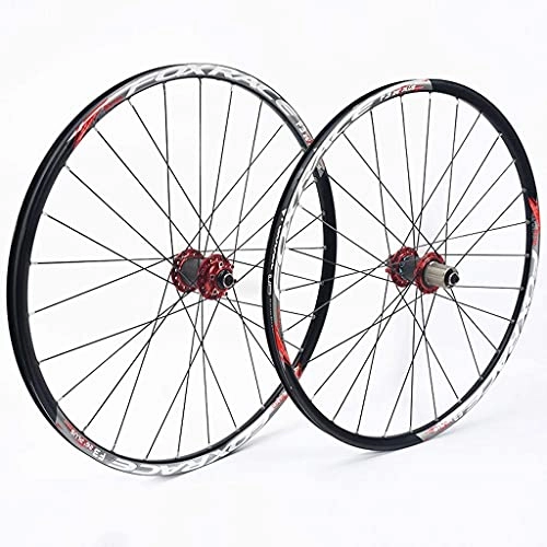 Mountain Bike Wheel : VTDOUQ 26 mountain bike wheel set, double-walled MTB rim quick release disc brake seal bearing Compatible 8 9 10 11 speed 120 rings 28H