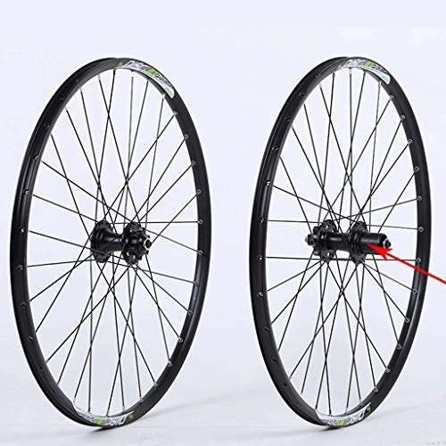 Mountain Bike Wheel : VTDOUQ MTB bicycle wheel set 26" / 27.5" / 29"double-walled light alloy disc brake black QR 8-10-speed cassette hub steel spoke 32H