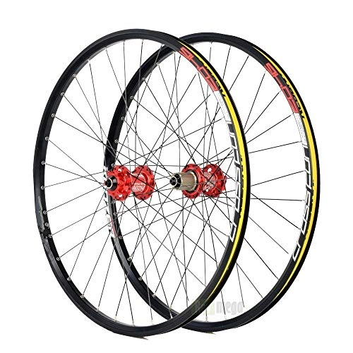 Mountain Bike Wheel : Wanlianer-Sports Bicycle Wheel 26" Wheelset Mountain Bike Disc MTB Road Wheels MTB Mountain Bike (Color : Red)