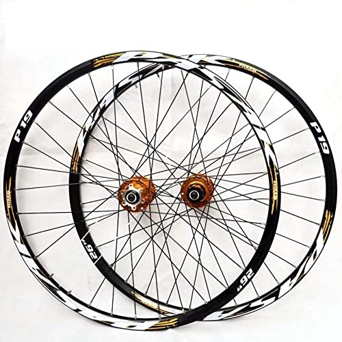 Mountain Bike Wheel : WCYSCORE 26 / 27.5 / 29 In Wheel Set, Mountain Wheel Set, Bicycle Wheel Set, Front Wheel, Rear Wheel Aluminum Alloy MTB Cycling Wheels Disc Brake for 7 / 8 / 9 / 10 / 11 Speed(Color:Golden, Size:26in)