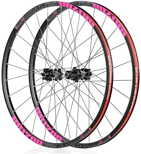 Mountain Bike Wheel : Wheel Mountain Bike for 26" Double Wall Rim Set, Disc Rim Brake 7 8 9 10 11speed Sealed Bearings Hub (Color : Pink, Size : 26inch)