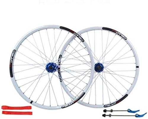 Mountain Bike Wheel : Wheels 26 In Bicycle Wheelset, 32H double-walled aluminum alloy bicycle wheels disc brake mountain bike wheel set quick release American valve 7 / 8 / 9 / 10 speed (Color:White)