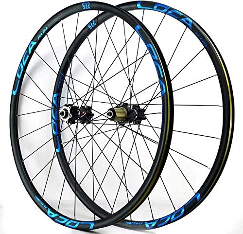 Mountain Bike Wheel : Wheels Double Wall Bike Wheelset, 26 / 27.5 / 29 inch MTB Rim Disc Brake Quick Release Mountain Bike Wheels 24H 8-11 Speed, Blue (Color:27.5)