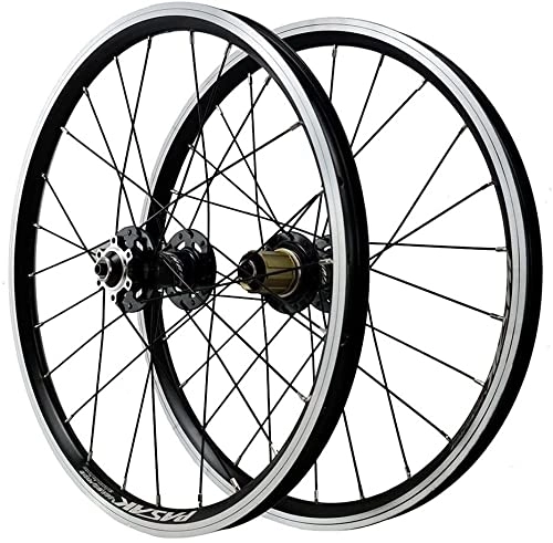 Mountain Bike Wheel : Wheelset 20 inch Double Walled Aluminum Alloy Wheels, Mountain Bike V / Disc Brake / Rim Brake 24 Holes Bicycle Wheelset 7 / 8 / 9 / 10 / 11 / 12 Speed road Wheel (Color : Black, Size : 20")