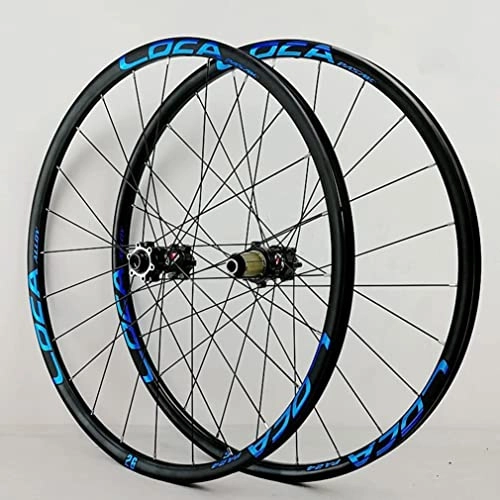 Mountain Bike Wheel : Wheelset 26" / 27.5" / 29" / 700c Mountain Bike Wheelset, 24H Thru Axle Hub 7 / 8 / 9 / 10 / 11 / 12 Speed Cassette Disc Brake MTB Front and Rear Wheel road Wheel (Color : Blue, Size : 26inch)