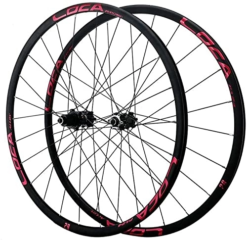 Mountain Bike Wheel : Wheelset 26 / 27.5 / 29'' Bicycle Wheelset, Disc Brake 24Holes Aluminum Alloy 9mm Quick Release Small Spline 12 Speed Mountain Bike Wheel Set road Wheel (Color : Red, Size : 27.5INch)