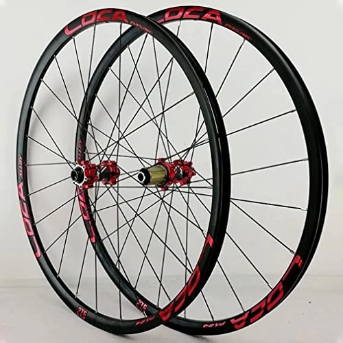 Mountain Bike Wheel : Wheelset 26" / 27.5" / 29" Bike Wheelset, Disc Brake Cycling Wheels 24Holes Thru Axle Hub 7 / 8 / 9 / 10 / 11 / 12 Speed Cassette MTB Front and Rear Wheel road Wheel (Color : Red, Size : 29inch)