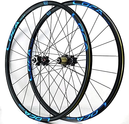 Mountain Bike Wheel : Wheelset 26 / 27.5 / 29 inch Double Wall Bike Wheelset, MTB Rim Disc Brake Quick Release Mountain Bike Wheels 24H 8-11 Speed road Wheel (Color : Blue, Size : 27.5inch)