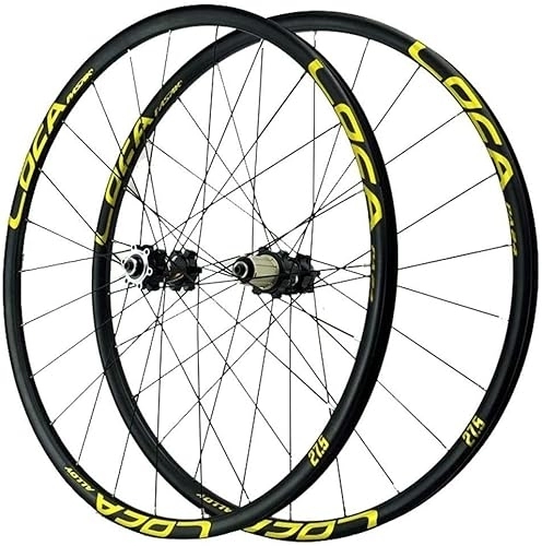 Mountain Bike Wheel : Wheelset 26 27.5 29 Inch MTB Bicycle Wheelset, Disc Brake Double Layer Alloy Rim 6 Pawls Sealed Bearing QR 1665g Mountain Bike Wheel road Wheel (Color : Gold, Size : 29inch)