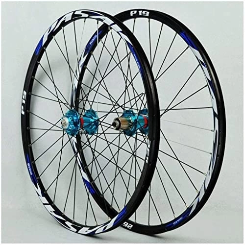 Mountain Bike Wheel : Wheelset 26 27.5 29" Mountain Bike Wheel, Disc Brake Double Layer Alloy Rim 32H 7-11speed Cassette Hubs Sealed Bearing QR Schrader Valve road Wheel (Color : Blue, Size : 27.5inch)