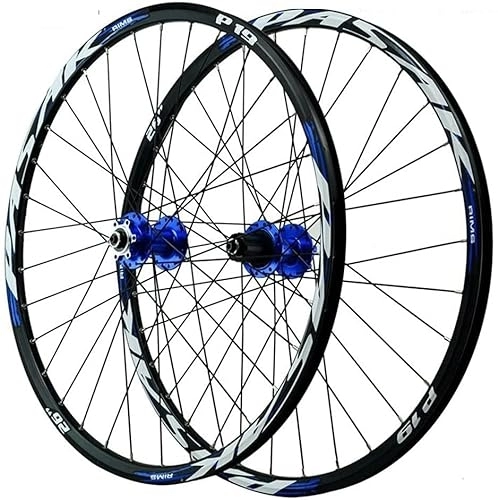 Mountain Bike Wheel : Wheelset 26"27.5"29" Mountain Bike Wheelset, Disc Brake QR MTB Bicycle Rim Front Rear Wheel 32 Holes Hub for 7 / 8 / 9 / 10 / 11 / 12 Speed Cassette road Wheel (Color : Blue, Size : 29inch)