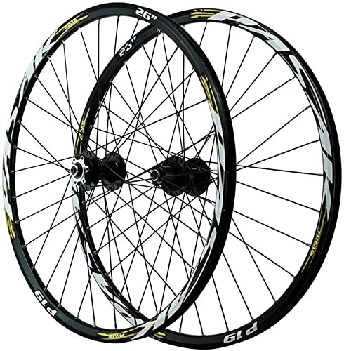 Mountain Bike Wheel : Wheelset 26"27.5"29" Mountain Bike Wheelset, Disc Brake QR MTB Bicycle Rim Front Rear Wheel 32 Holes Hub for 7 / 8 / 9 / 10 / 11 / 12 Speed Cassette road Wheel (Color : Gold a, Size : 29inch)