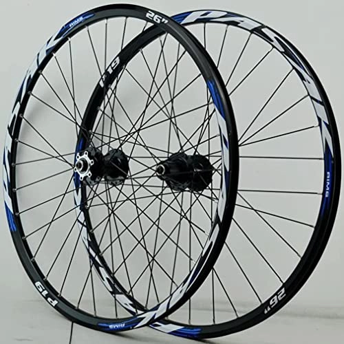 Mountain Bike Wheel : Wheelset 26 / 27.5 / 29" Mountain Bike Wheelset, MTB Rim 32 Holes Quick Release Front and Rear Wheel Disc Brake Hub for 7 / 8 / 9 / 10 / 11 / 12 Speed road Wheel (Color : Balck blue, Size : 27.5inch)