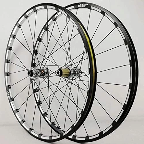 Mountain Bike Wheel : Wheelset 26 27.5 29" MTB Bicycle Wheelset, CNC Bike Rims Thru Axle Disc Brake Sealed Bearing Hub 24H 7-11 Speed Cassette Cycling Wheels road Wheel (Color : Silver hub, Size : 27.5inch)