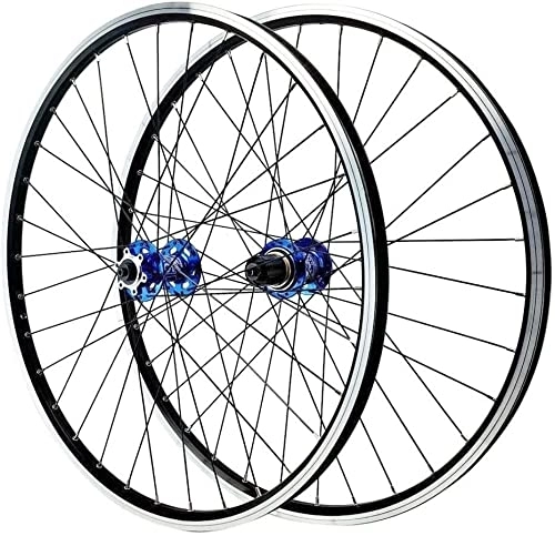 Mountain Bike Wheel : Wheelset 26 / 27.5 / 29" MTB V Disc Brake WheelSet, Mountain Bike Rim 32H Hub for 7 / 8 / 9 / 10 / 11 / 12 Speed Cassette Quick Release Bicycle Wheels road Wheel (Color : Blue, Size : 26inch)