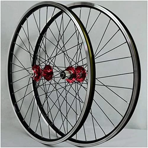 Mountain Bike Wheel : Wheelset 26 / 27.5 / 29In Bicycle Wheel Set, Double Wall Alloy Rim Cassette Hub Sealed Bearing Disc / Rim Brake QR 7-11 Speed MTB Bike Wheel road Wheel (Color : Red, Size : 29inch)