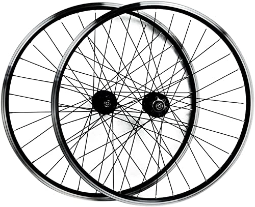 Mountain Bike Wheel : Wheelset 26 / 27.5 / 29in Bicycle Wheelset, Hybrid Double Wall Aluminum Alloy MTB Rim Disc Brake / V Brake QR 32H 7 8 9 10 11 Speed Cassette road Wheel (Color : Black, Size : 29INCH)