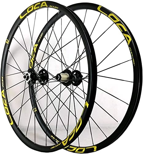 Mountain Bike Wheel : Wheelset 26 / 27.5 / 29in Bicycle Wheelset, MTB Rim Disc Brake Ultralight Quick Release 8 / 9 / 10 / 11 / 12 Speed 24H Mountain Bike Wheels road Wheel (Color : Yellow, Size : 27.5INCH)