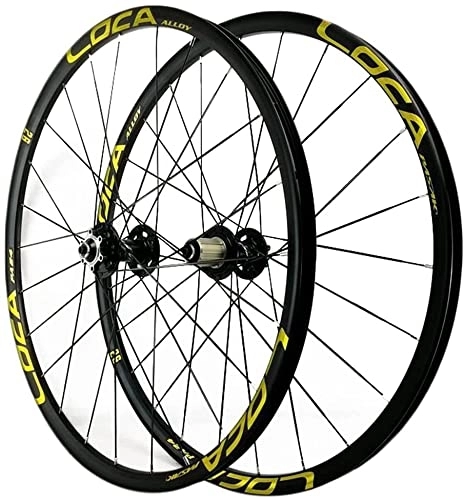 Mountain Bike Wheel : Wheelset 26 / 27.5 / 29in MTB Bicycle Front and Rear Wheel, Ultralight Alloy Rim Disc Brake Quick Release Bike Wheelset 8 9 10 11 12 Speed road Wheel (Color : Gold, Size : 26")