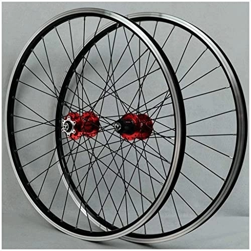 Mountain Bike Wheel : Wheelset 26 / 27.5 / 29In MTB Bicycle Wheelset, Double Wall Alloy Rims 24H Disc / Rim Brake Bike Wheel QR Sealed Bearing Hubs 7-11 Speed Cassette road Wheel (Color : Red, Size : 27.5inch)