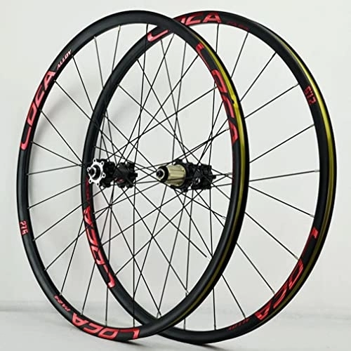 Mountain Bike Wheel : Wheelset 26 / 27.5 / 29In MTB Bicycle Wheelset Lightweight Bike 24H Hub Aluminum Alloy Rim QR Disc Brake Wheels Fit 7-12 Speed Cassette road Wheel (Color : Black Red, Size : 29 inch)