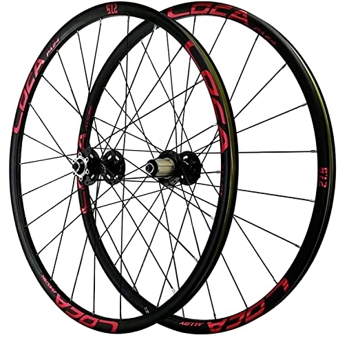 Mountain Bike Wheel : Wheelset 26 / 27.5 / 29inch Double Wall MTB Rim, 4 Peilin Bearing Quick Release Bike Wheelset six nails Disc Brake Mountain Cycling Wheels road Wheel (Color : Black Red, Size : 29inch)