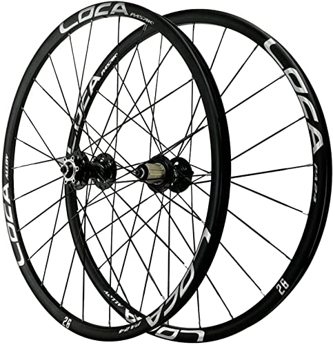 Mountain Bike Wheel : Wheelset 26 / 27.5 Inch Bicycle Wheelset, 4 Bearing Quick Release Wheels Flat Bar Six Nail Disc Brake Wheel Mountain Bike 8-11 speed cassette road Wheel (Color : Black, Size : 27.5inch)