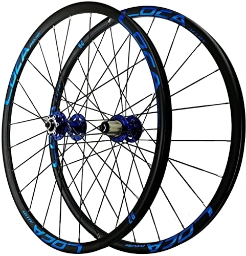 Mountain Bike Wheel : Wheelset 26 / 27.5" Mountain Bicycle Wheelset, Aluminum Alloy Double-Decker Bike Rim Disc Brakes Six Nail Mounting Holes Front and Rear Wheel road Wheel (Color : Blue Hub, Size : 27.5inch)