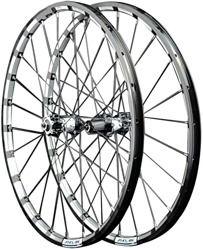 Mountain Bike Wheel : Wheelset 26 / 27.5inch Bike Wheelset, Quick Release 24-Hole Straight Pull 4 Bearing Disc Brake Wheel MTB Rim Aluminum Alloy Hub Cycling Wheels road Wheel (Color : Black White, Size : 27.5inch)