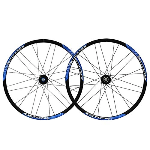 Mountain Bike Wheel : Wheelset 26 Inch Mountain Bike Double Wall Aluminum Alloy Disc Brake Quick Release Cycling Bicycle 7 8 9 Speed 24 Holes (Color : A)